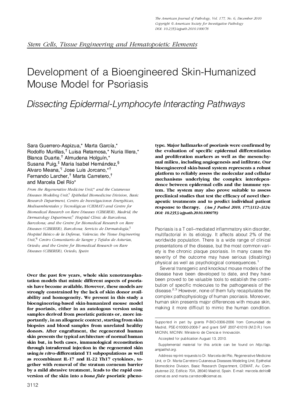Development of a Bioengineered Skin-Humanized Mouse Model for Psoriasis