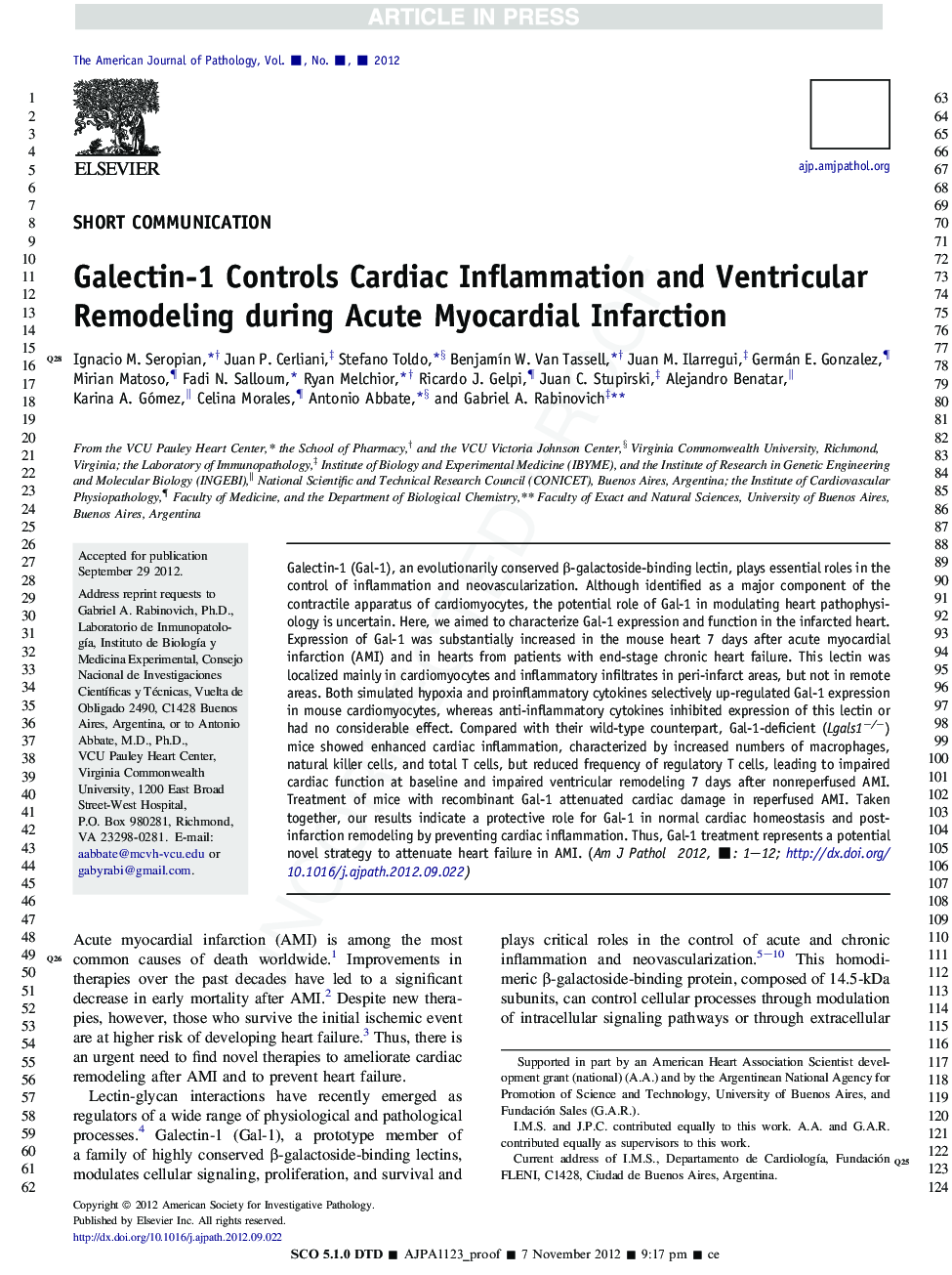 Galectin-1 Controls Cardiac Inflammation and Ventricular Remodeling during Acute Myocardial Infarction