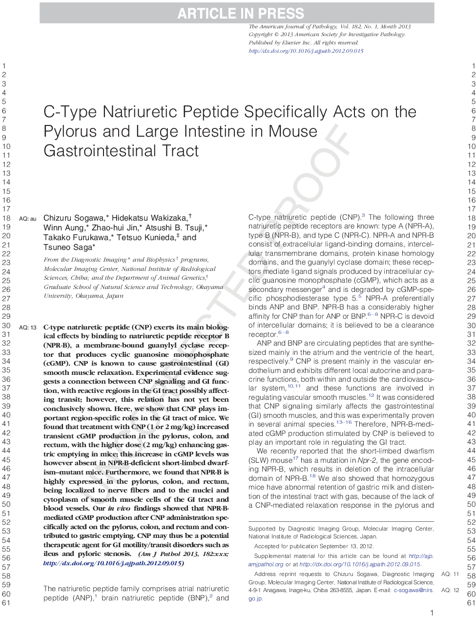 C-Type Natriuretic Peptide Specifically Acts on the Pylorus and Large Intestine in Mouse Gastrointestinal Tract