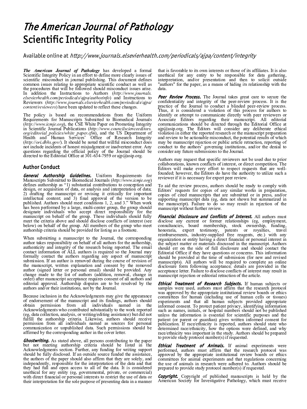 Scientific Integrity Policy