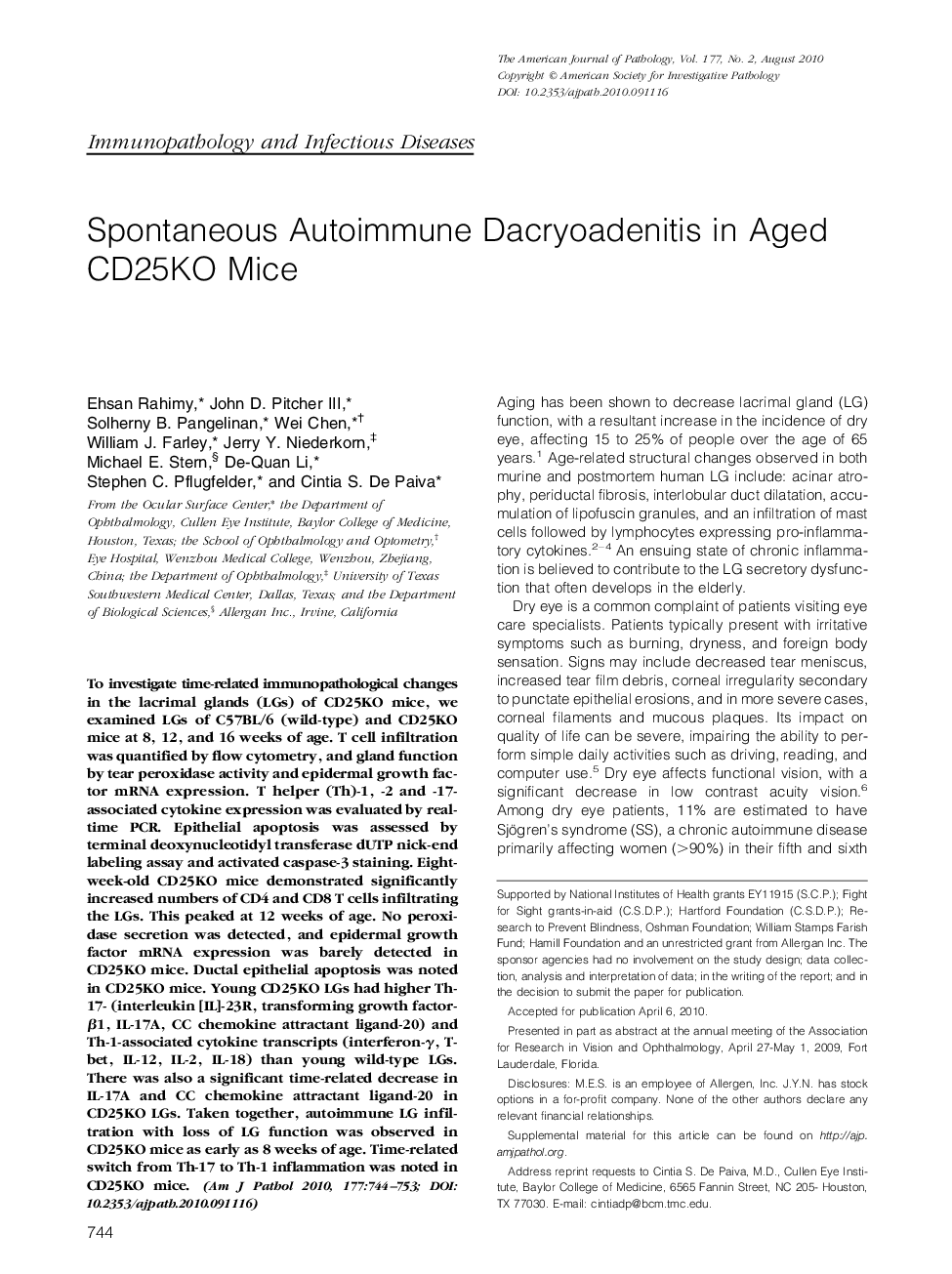 Regular ArticlesSpontaneous Autoimmune Dacryoadenitis in Aged CD25KO Mice