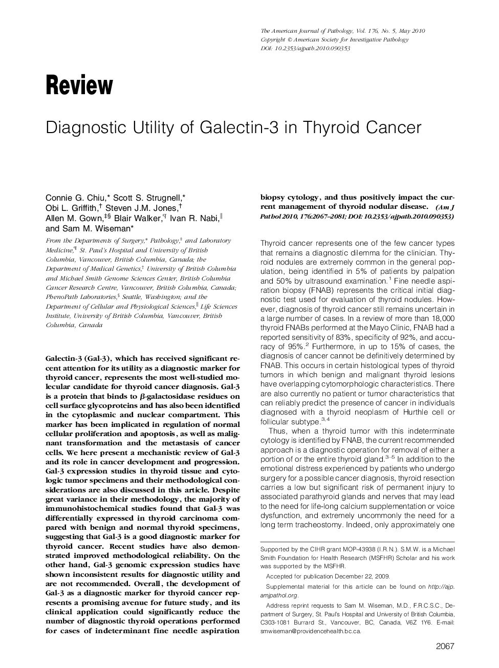 Diagnostic Utility of Galectin-3 in Thyroid Cancer