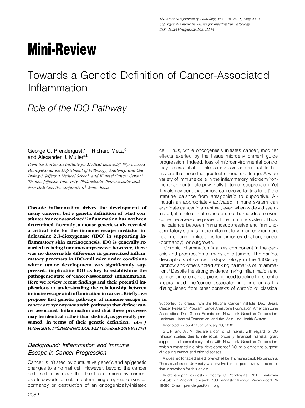 Towards a Genetic Definition of Cancer-Associated Inflammation