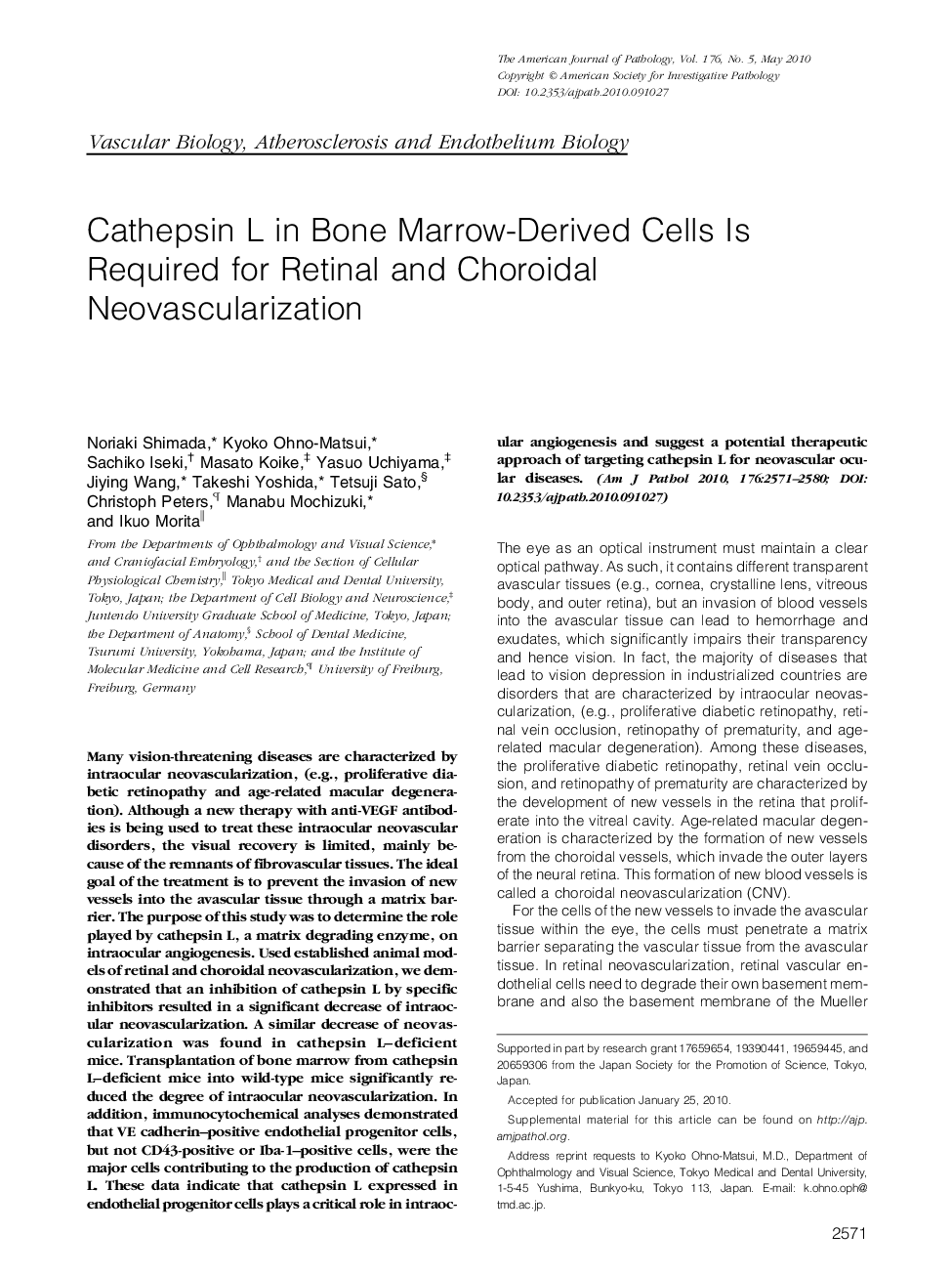 Cathepsin L in Bone Marrow-Derived Cells Is Required for Retinal and Choroidal Neovascularization