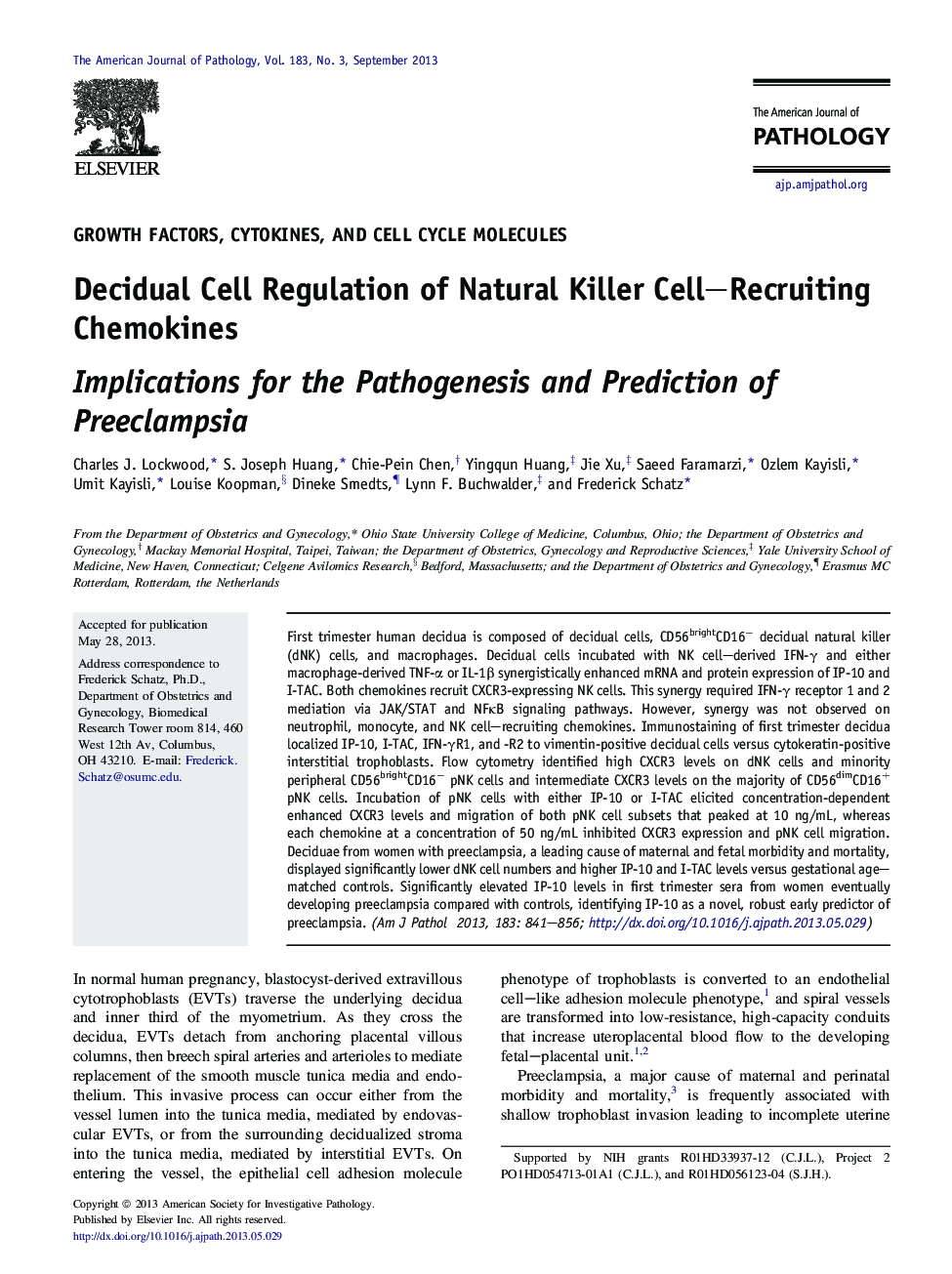 Decidual Cell Regulation of Natural Killer Cell-Recruiting Chemokines