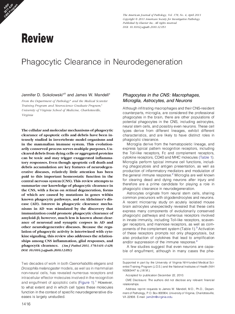 Phagocytic Clearance in Neurodegeneration