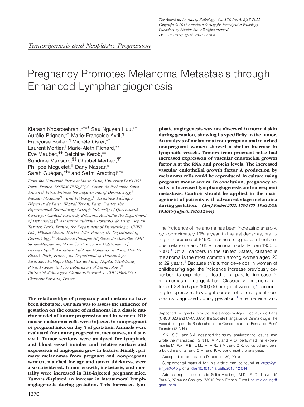 Pregnancy Promotes Melanoma Metastasis through Enhanced Lymphangiogenesis