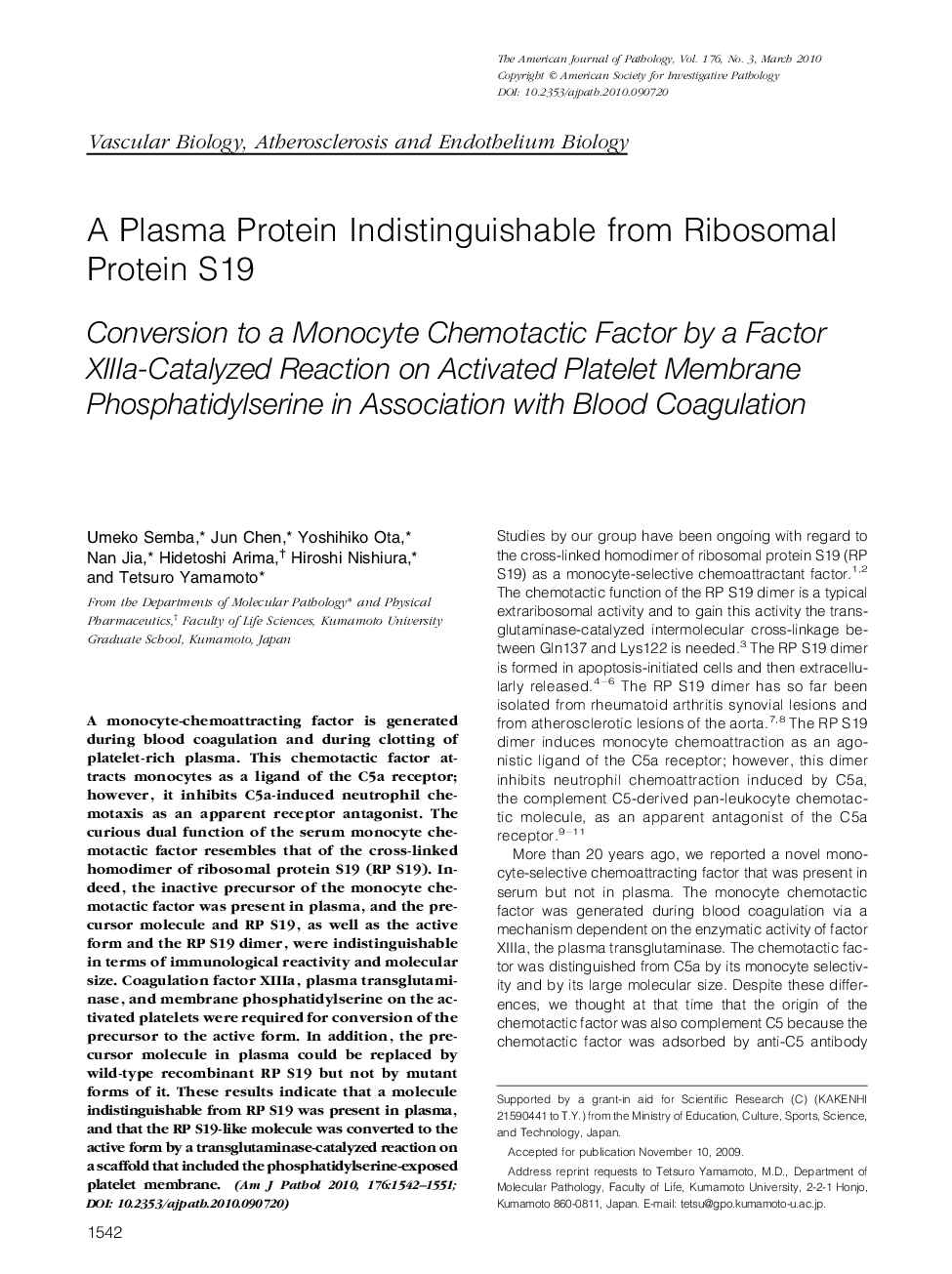 A Plasma Protein Indistinguishable from Ribosomal Protein S19