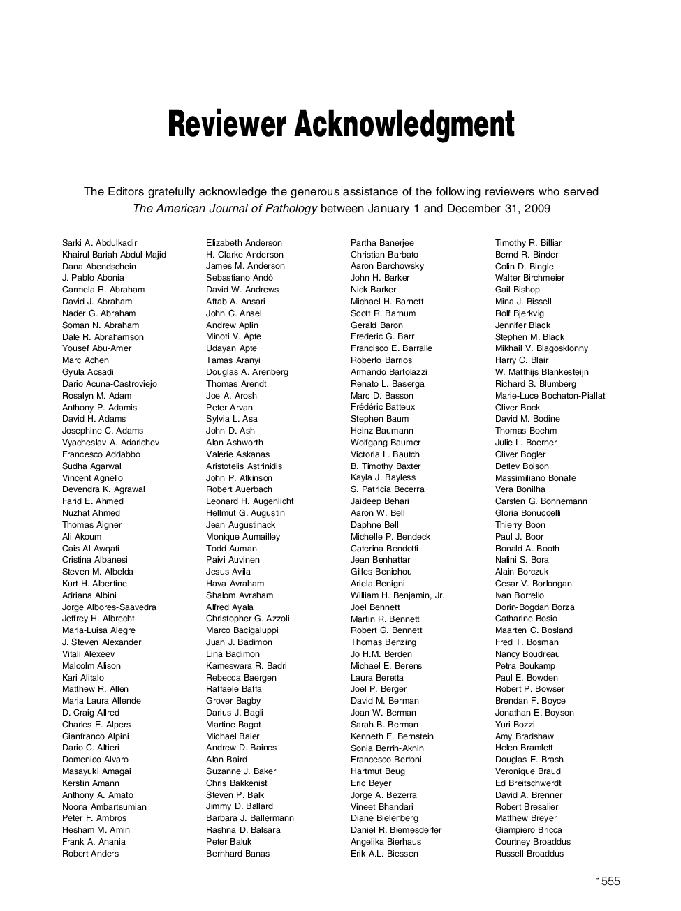 Reviewer Acknowledgment