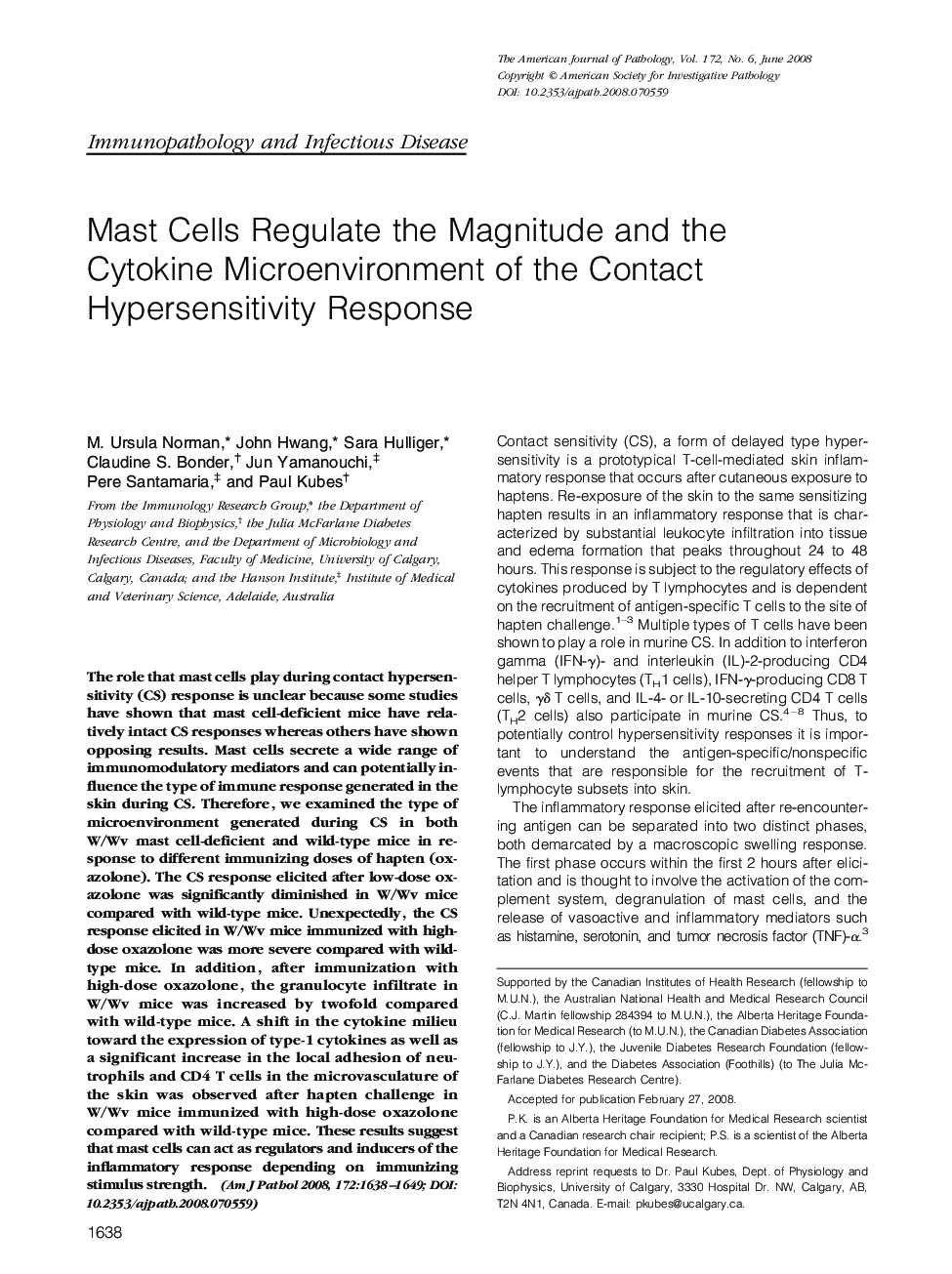 Mast Cells Regulate the Magnitude and the Cytokine Microenvironment of the Contact Hypersensitivity Response