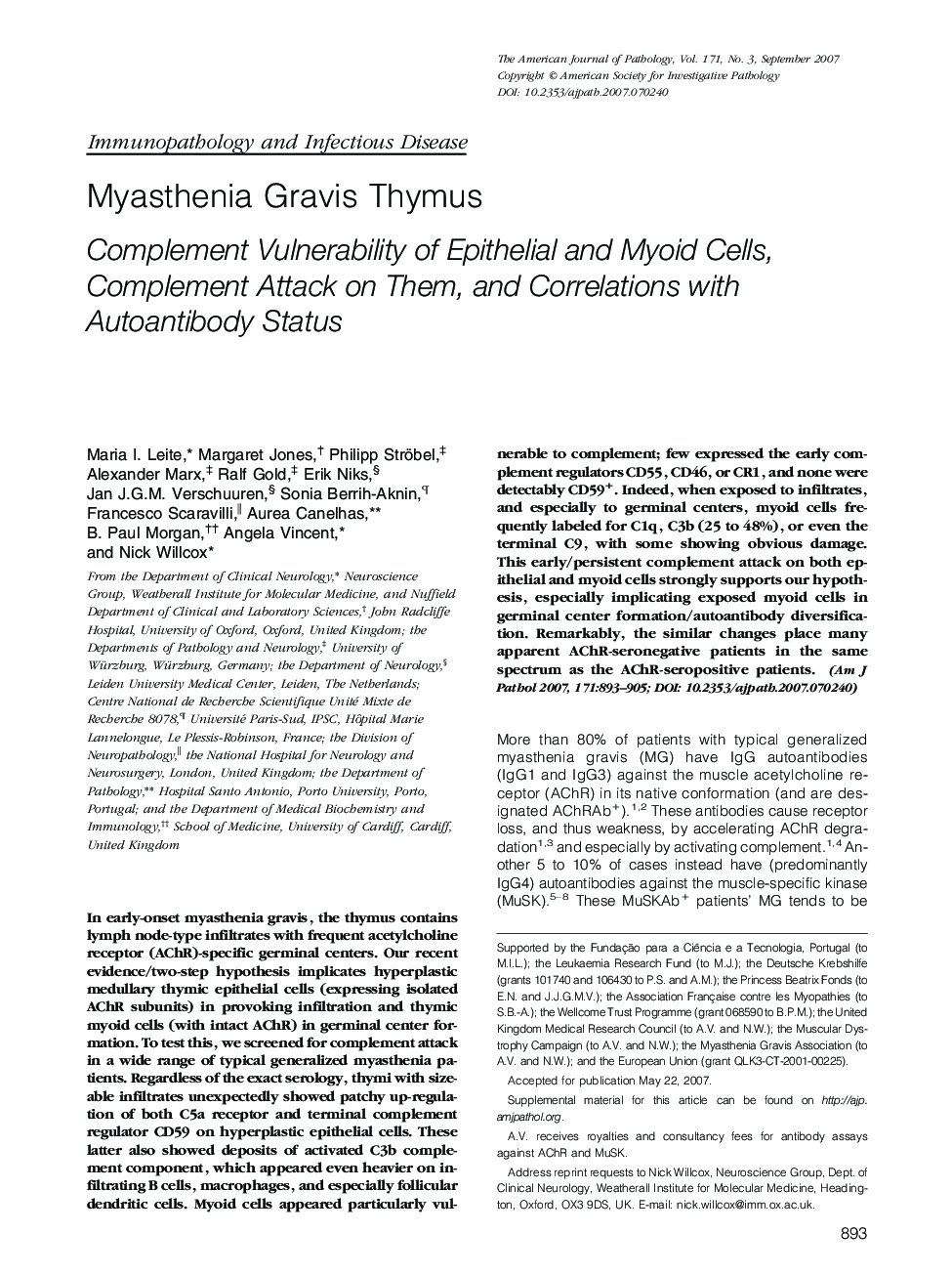 Myasthenia Gravis Thymus