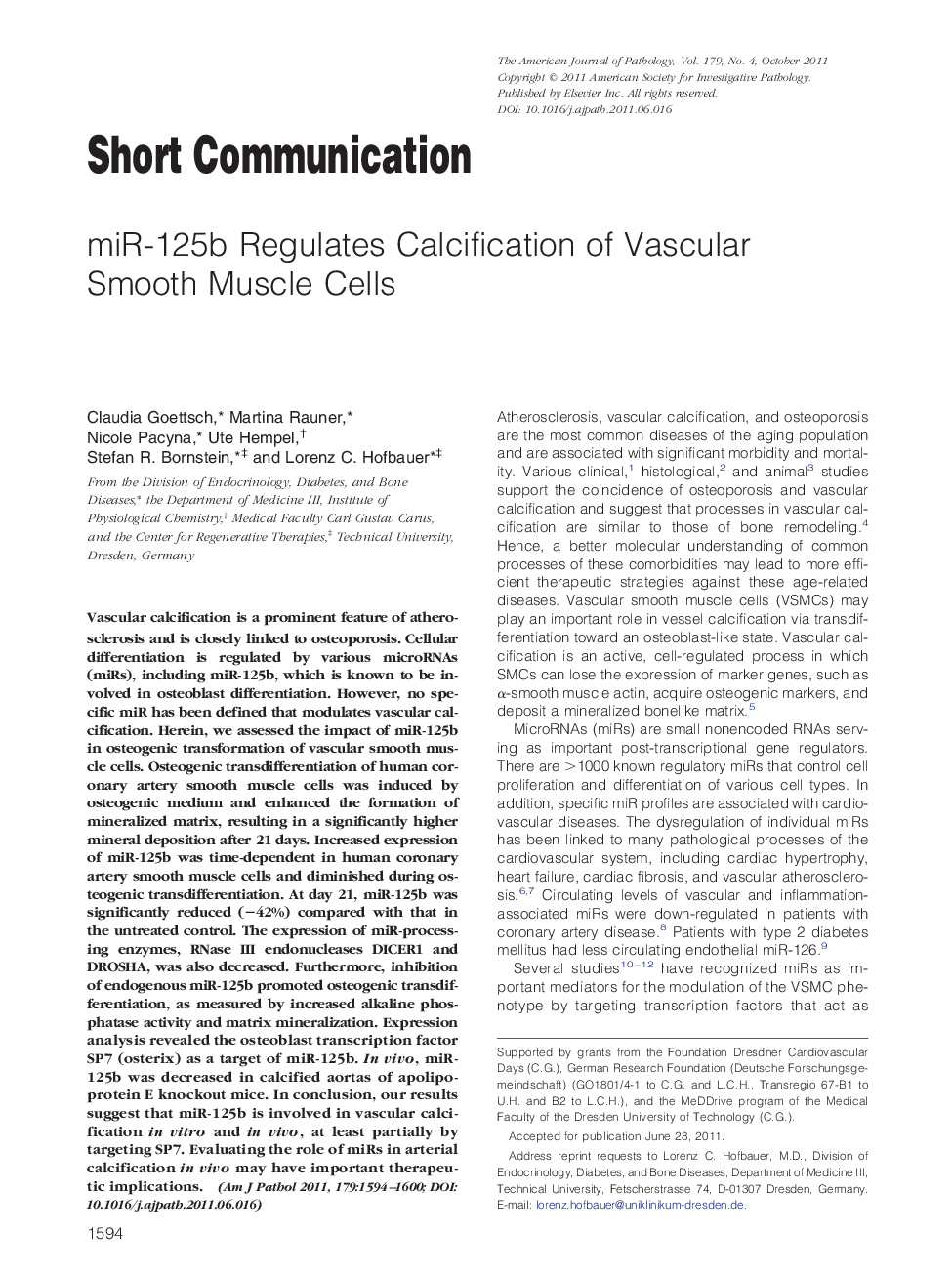 miR-125b Regulates Calcification of Vascular Smooth Muscle Cells