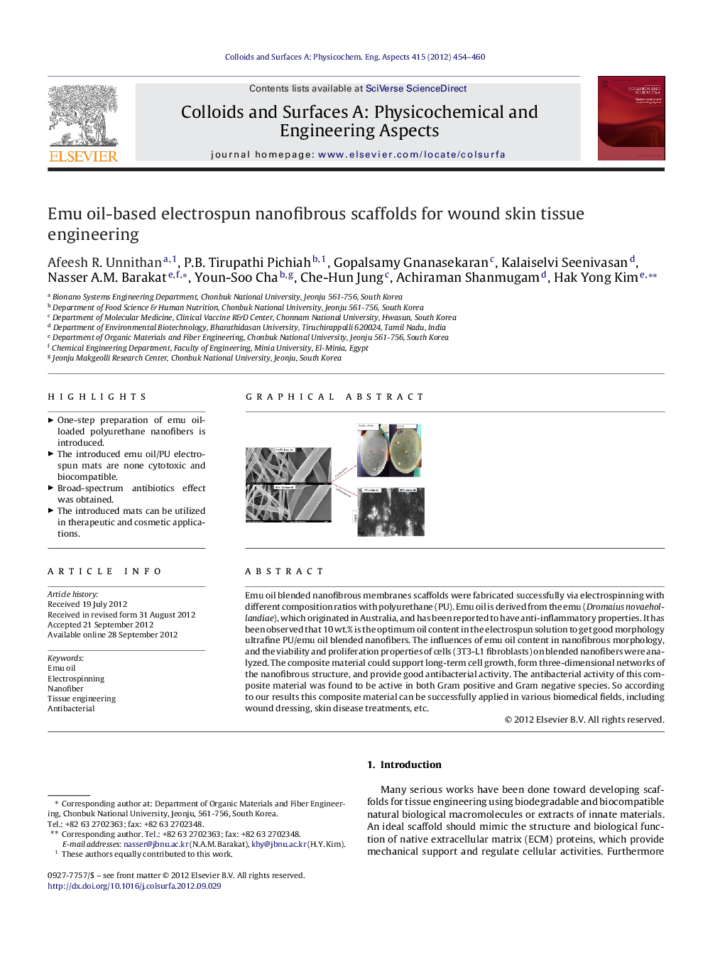 Emu oil-based electrospun nanofibrous scaffolds for wound skin tissue engineering