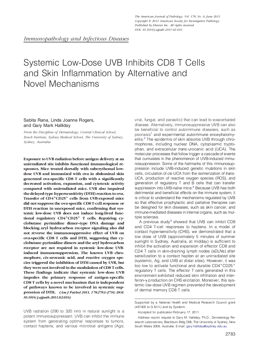 Systemic Low-Dose UVB Inhibits CD8 T Cells and Skin Inflammation by Alternative and Novel Mechanisms