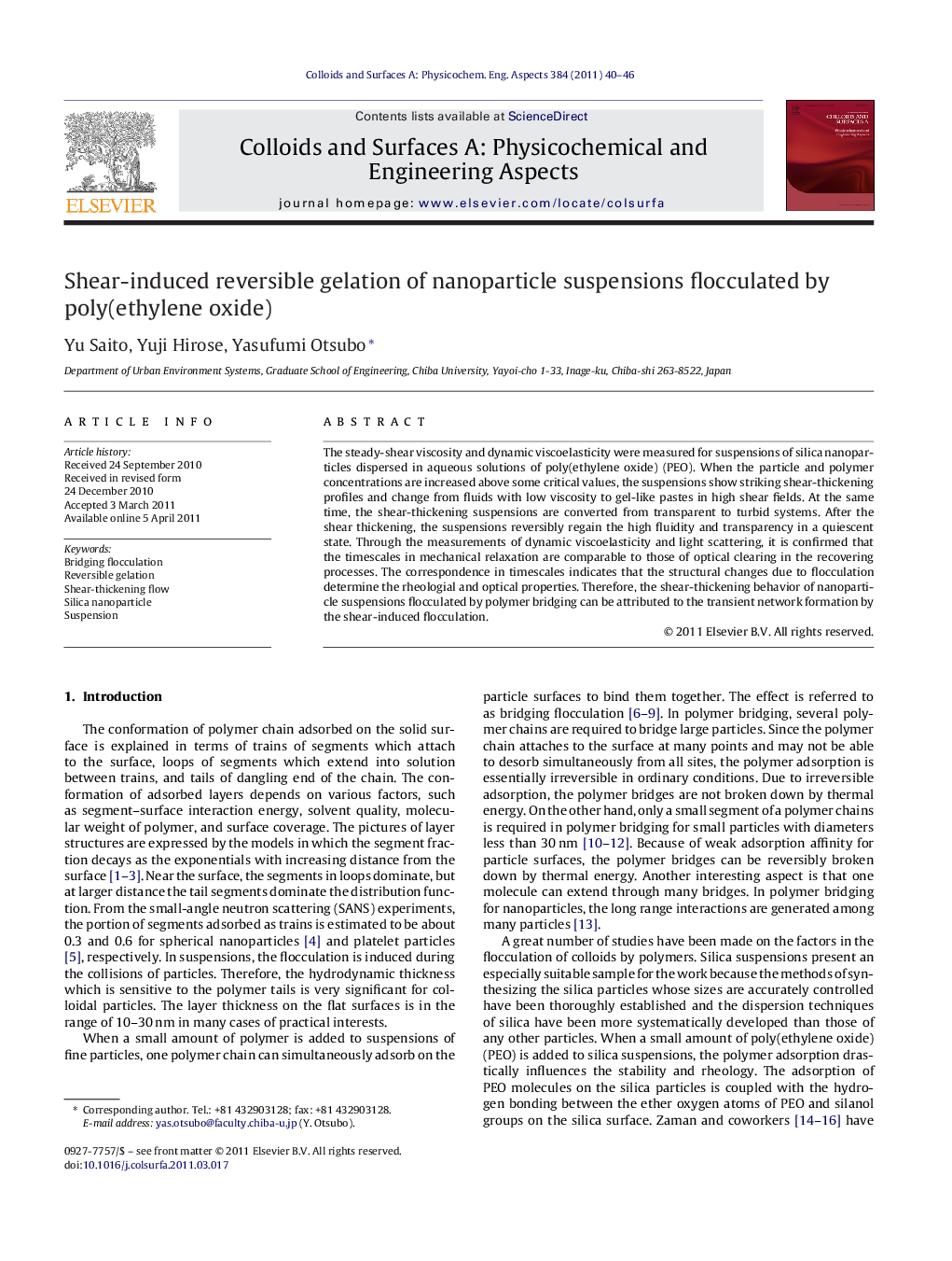 Shear-induced reversible gelation of nanoparticle suspensions flocculated by poly(ethylene oxide)