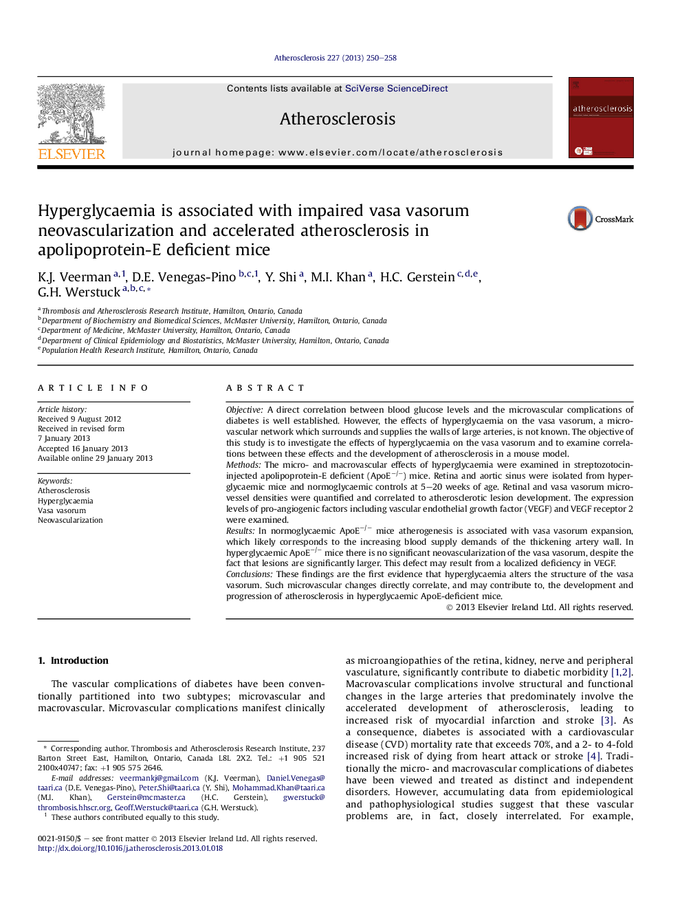 Hyperglycaemia is associated with impaired vasa vasorum neovascularization and accelerated atherosclerosis in apolipoprotein-E deficient mice