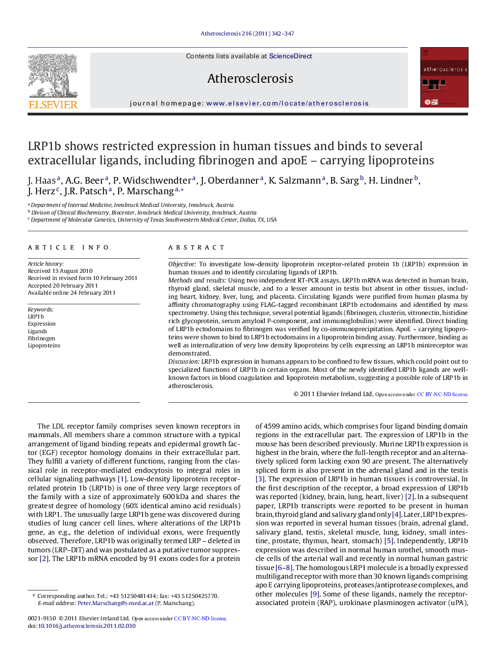 LRP1b shows restricted expression in human tissues and binds to several extracellular ligands, including fibrinogen and apoE - carrying lipoproteins