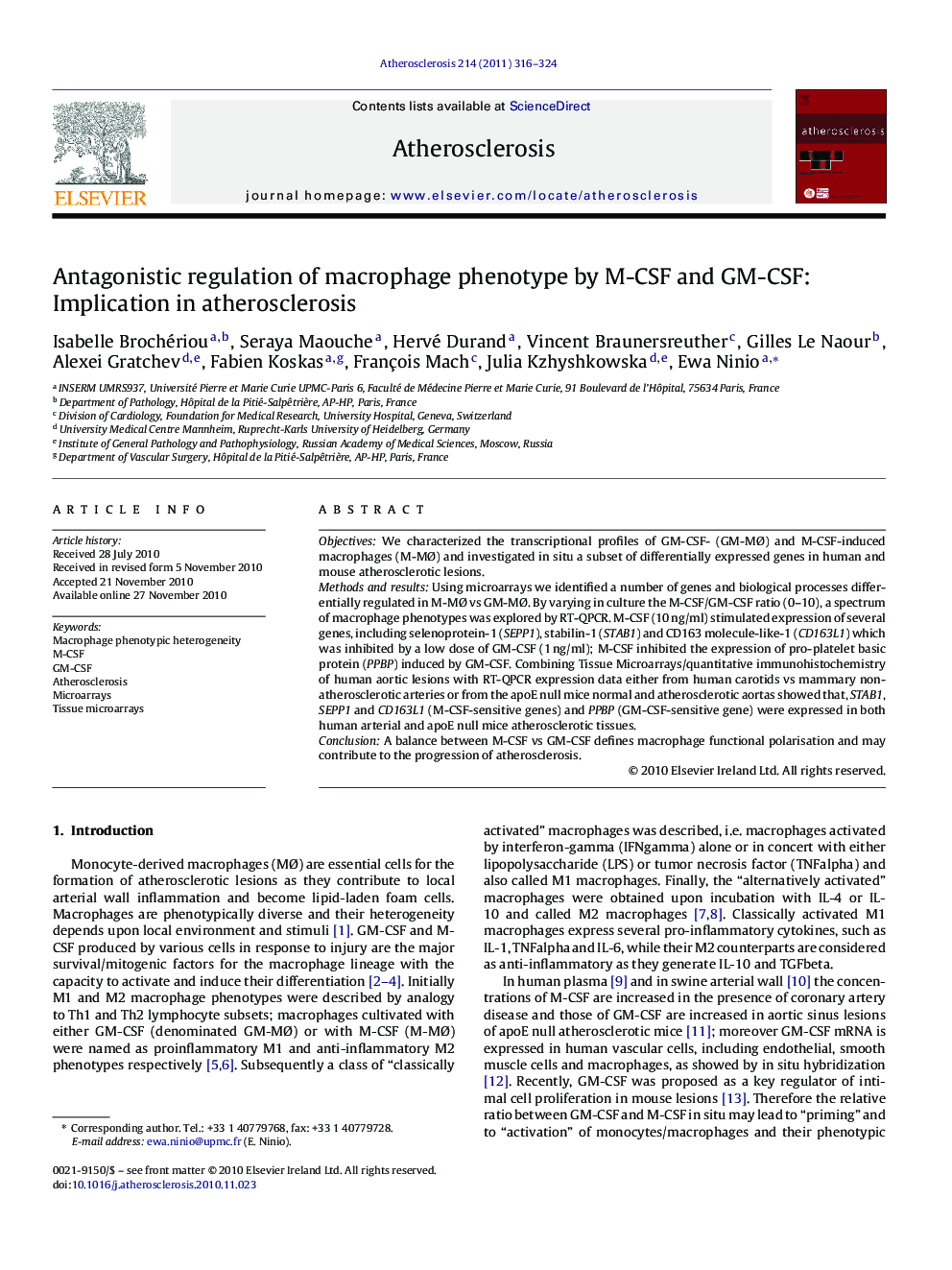 Antagonistic regulation of macrophage phenotype by M-CSF and GM-CSF: Implication in atherosclerosis