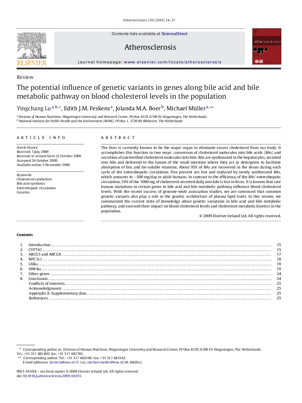 The potential influence of genetic variants in genes along bile acid and bile metabolic pathway on blood cholesterol levels in the population