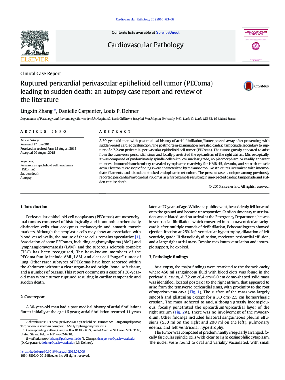 Ruptured pericardial perivascular epithelioid cell tumor (PEComa) leading to sudden death: an autopsy case report and review of the literature