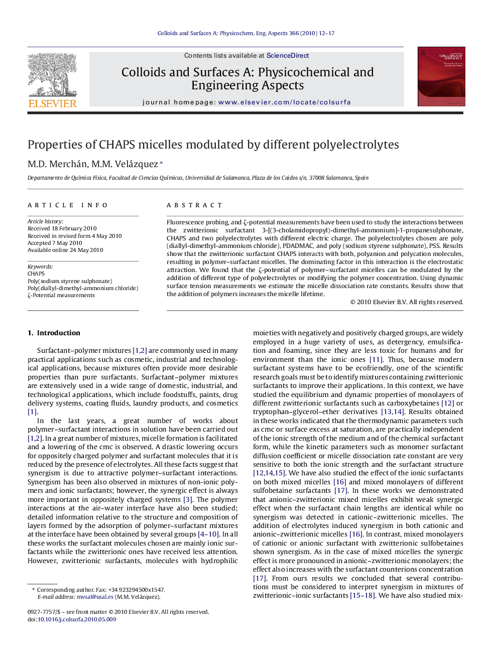 Properties of CHAPS micelles modulated by different polyelectrolytes