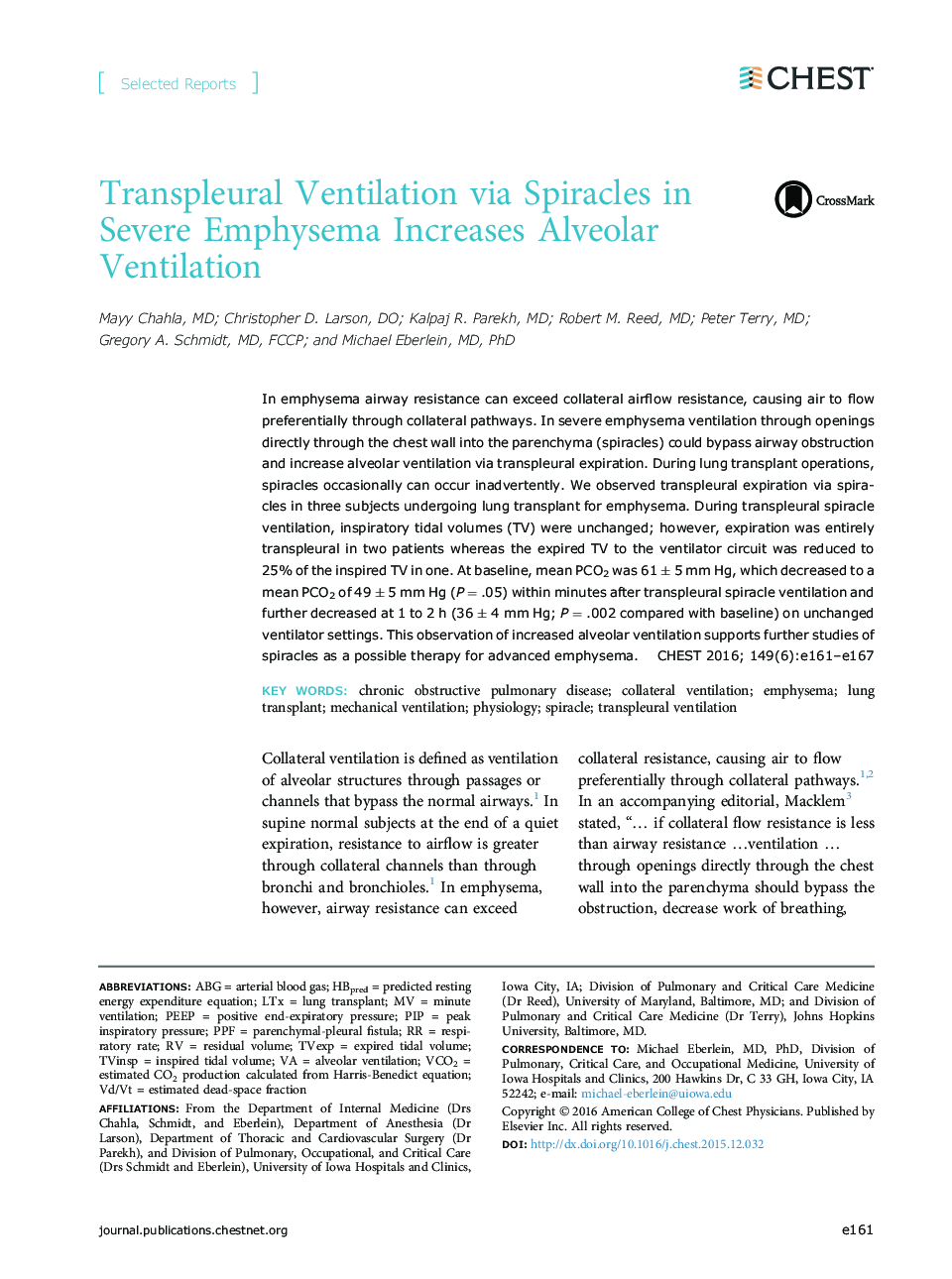 Transpleural Ventilation via Spiracles in Severe Emphysema Increases Alveolar Ventilation