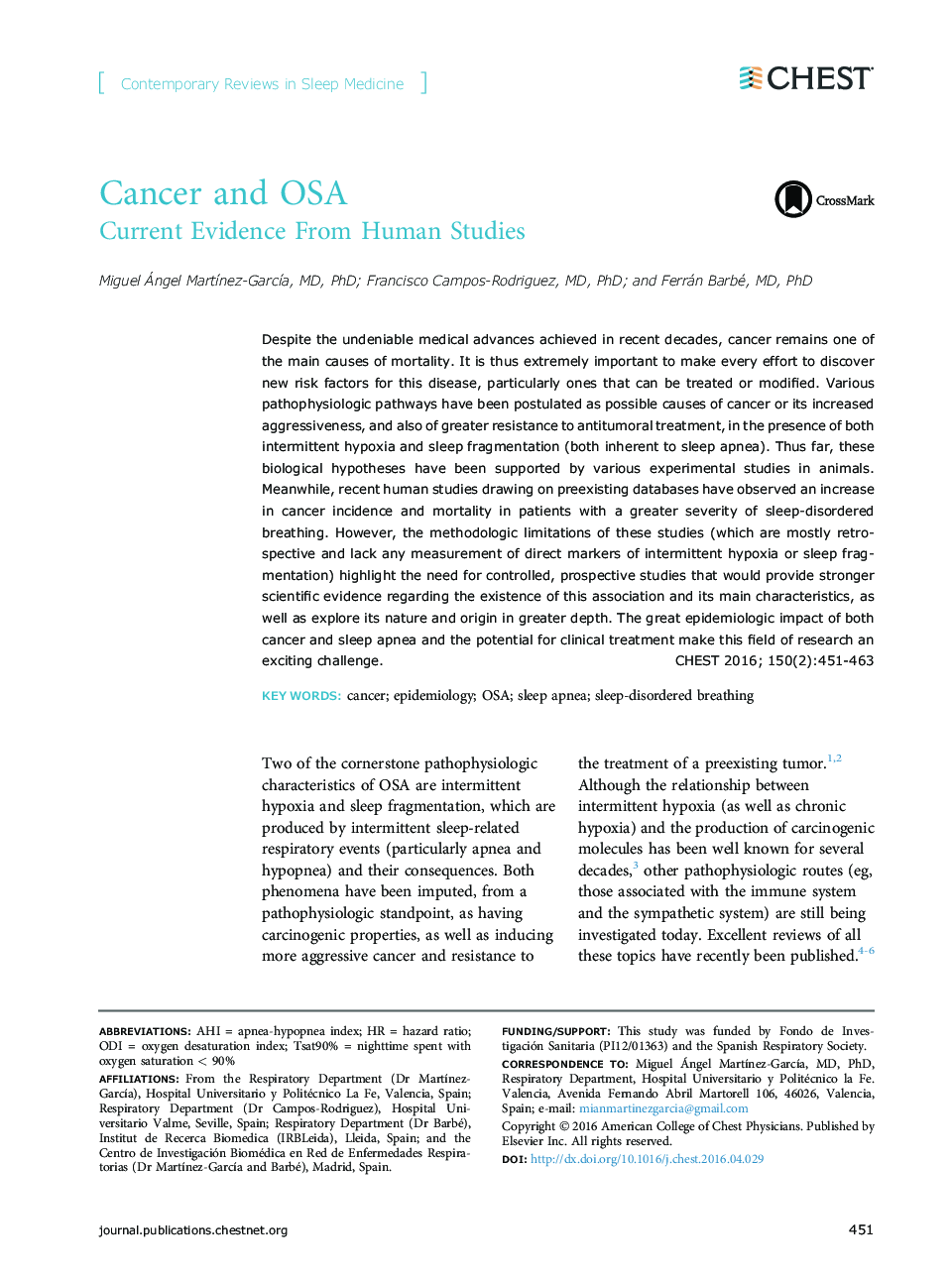 Cancer and OSA