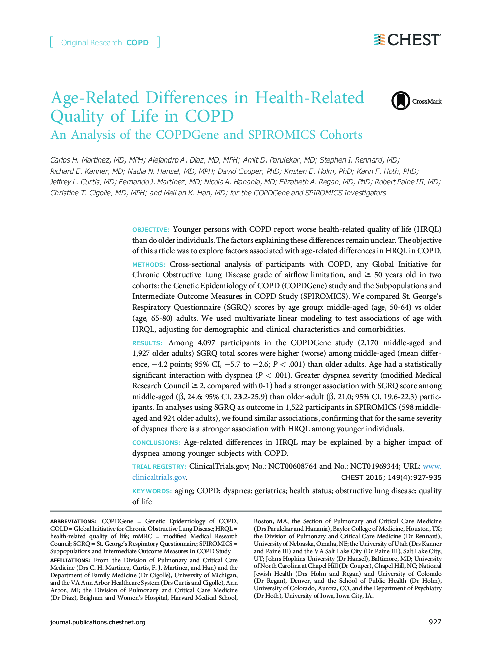 Age-Related Differences in Health-Related Quality of Life in COPD