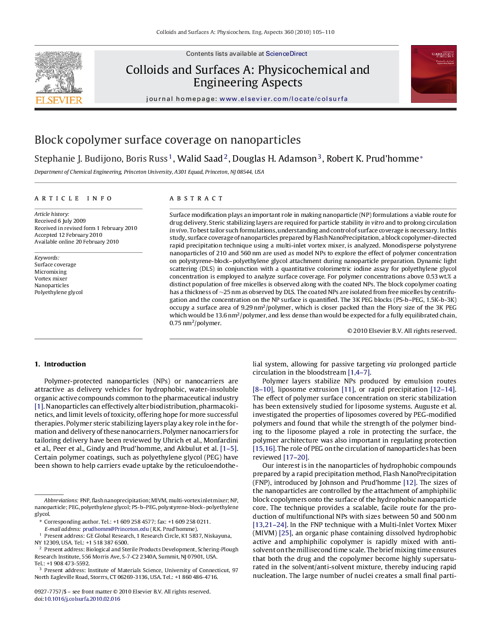 Block copolymer surface coverage on nanoparticles