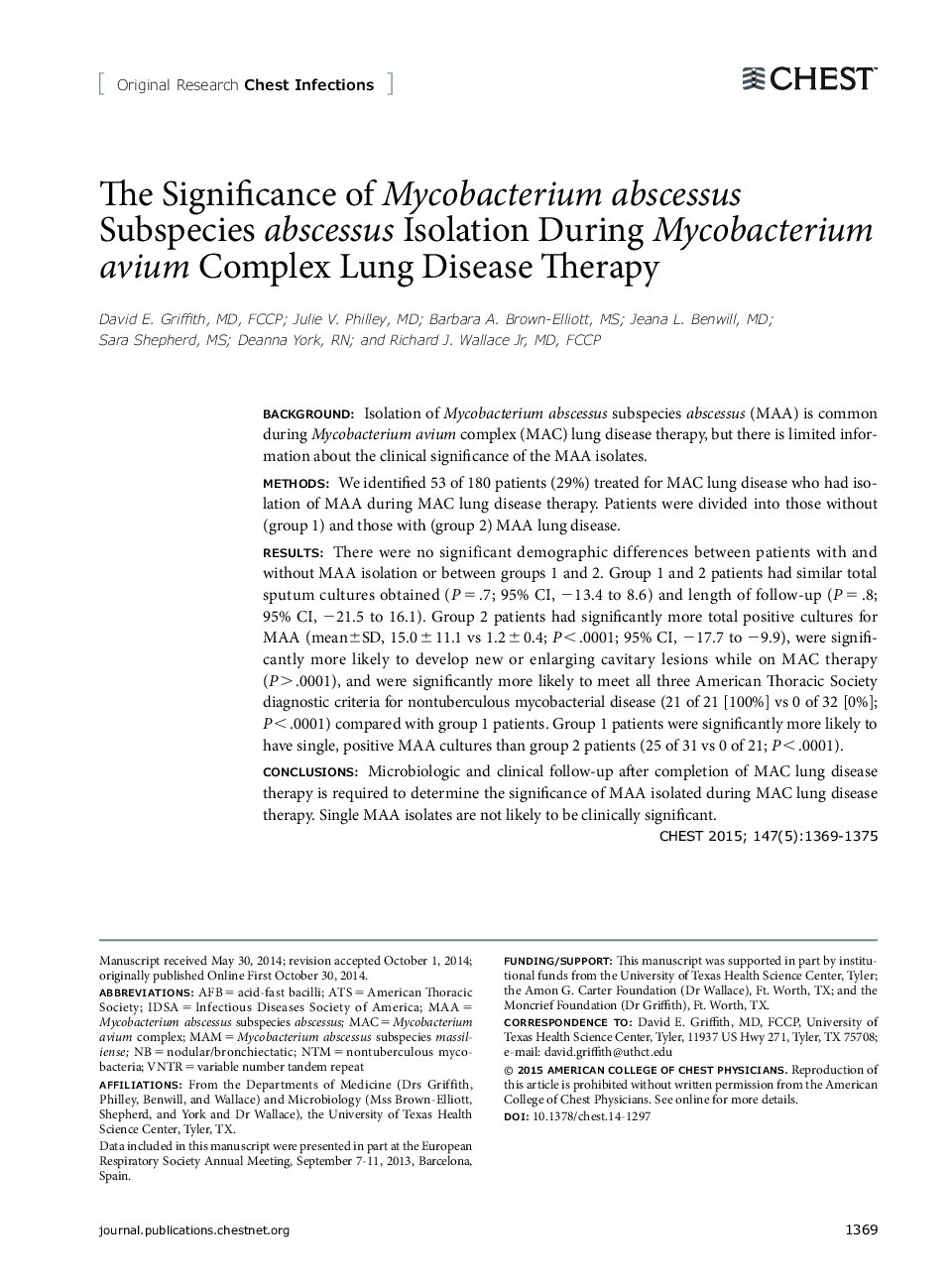 The Significance of Mycobacterium abscessus Subspecies abscessus Isolation During Mycobacterium avium Complex Lung Disease Therapy
