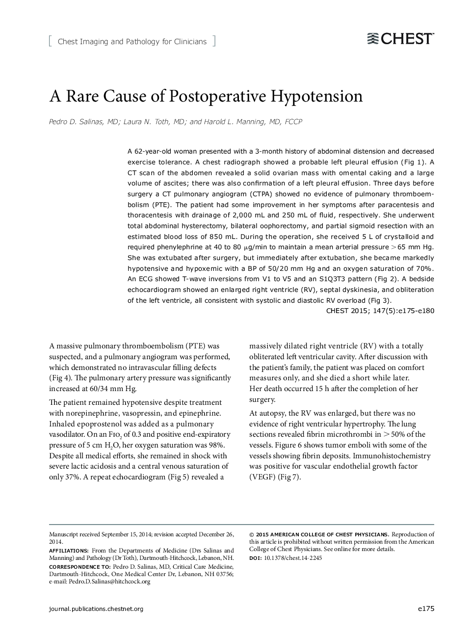A Rare Cause of Postoperative Hypotension