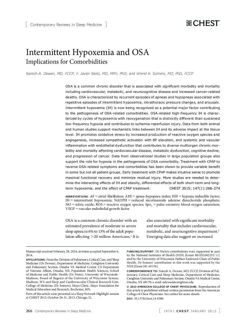 Intermittent Hypoxemia and OSA