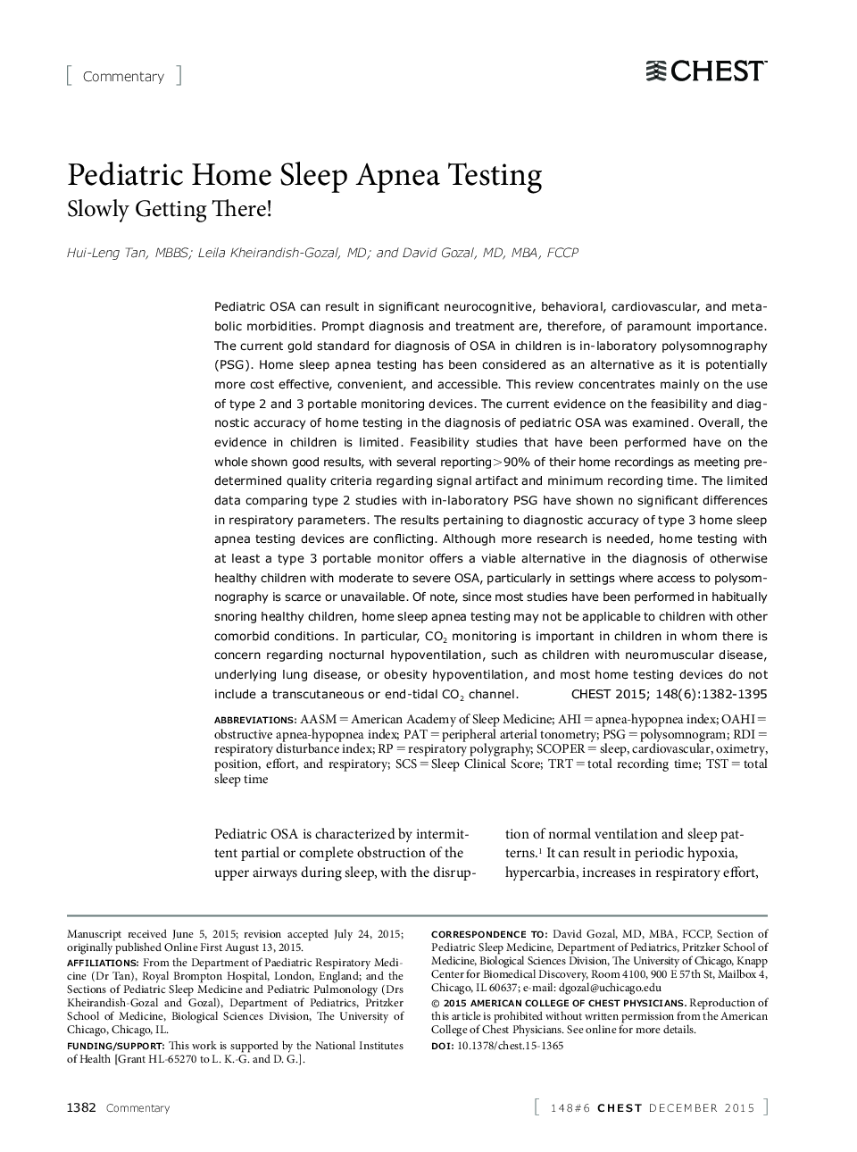 Pediatric Home Sleep Apnea Testing
