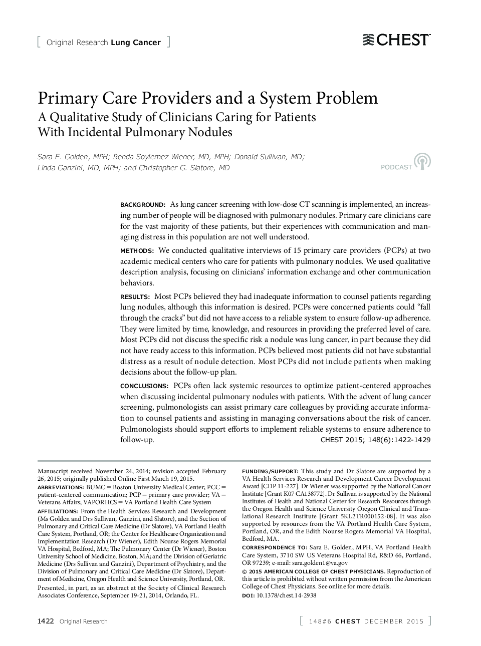 Primary Care Providers and a System Problem