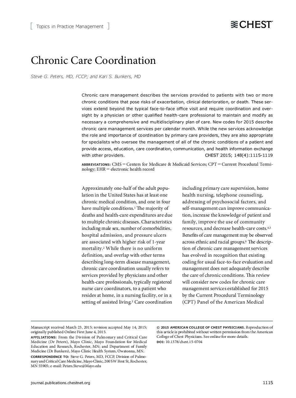 Chronic Care Coordination
