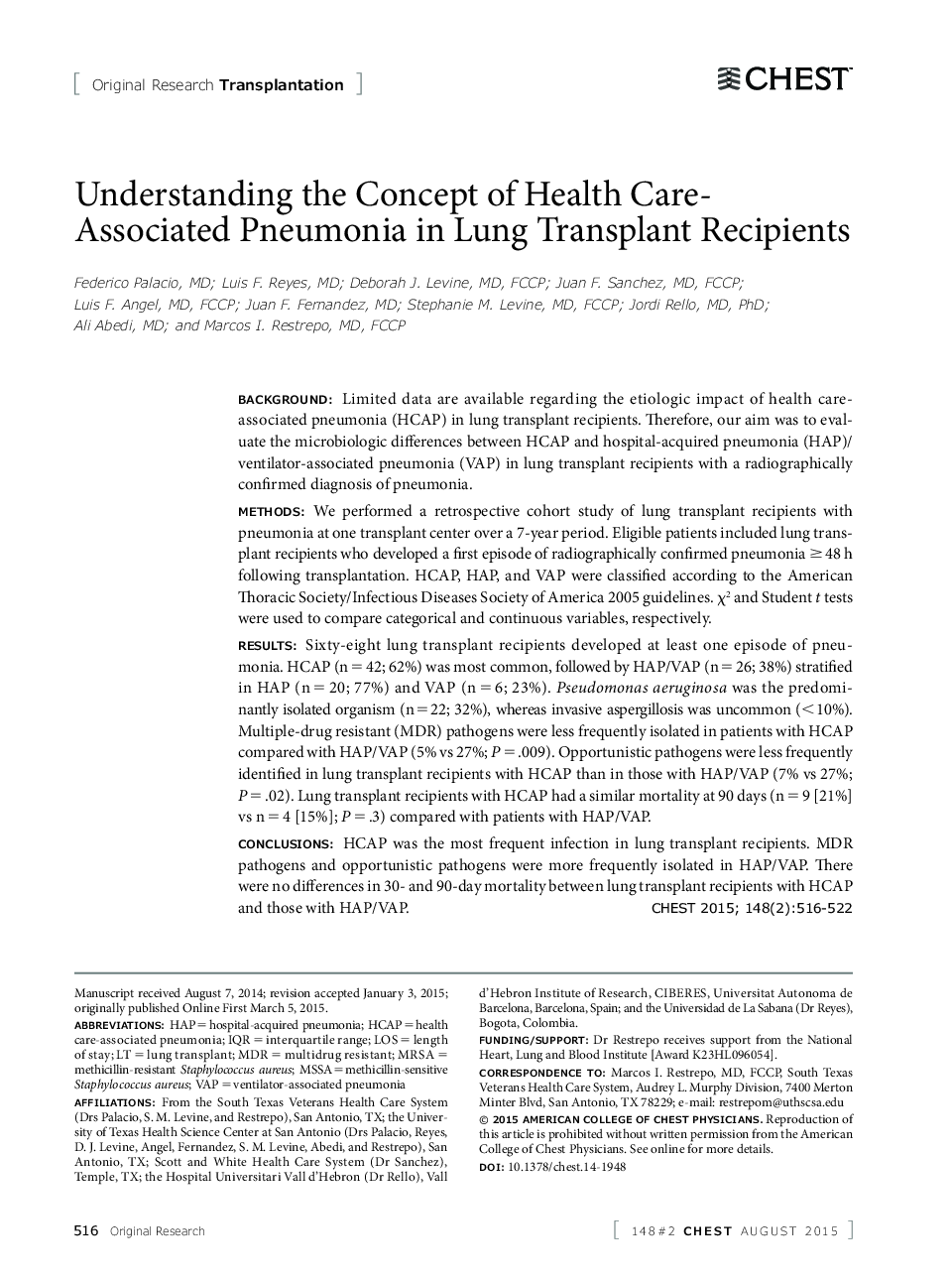 Understanding the Concept of Health Care-Associated Pneumonia in Lung Transplant Recipients