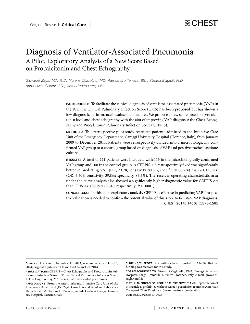 Diagnosis of Ventilator-Associated Pneumonia