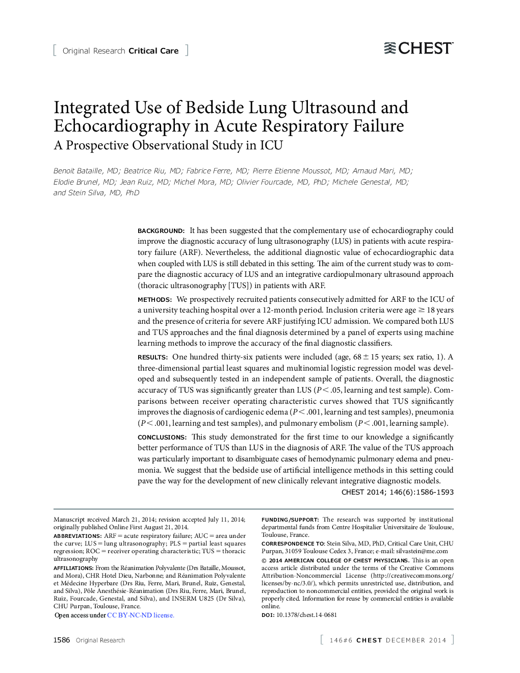 Integrated Use of Bedside Lung Ultrasound and Echocardiography in Acute Respiratory Failure