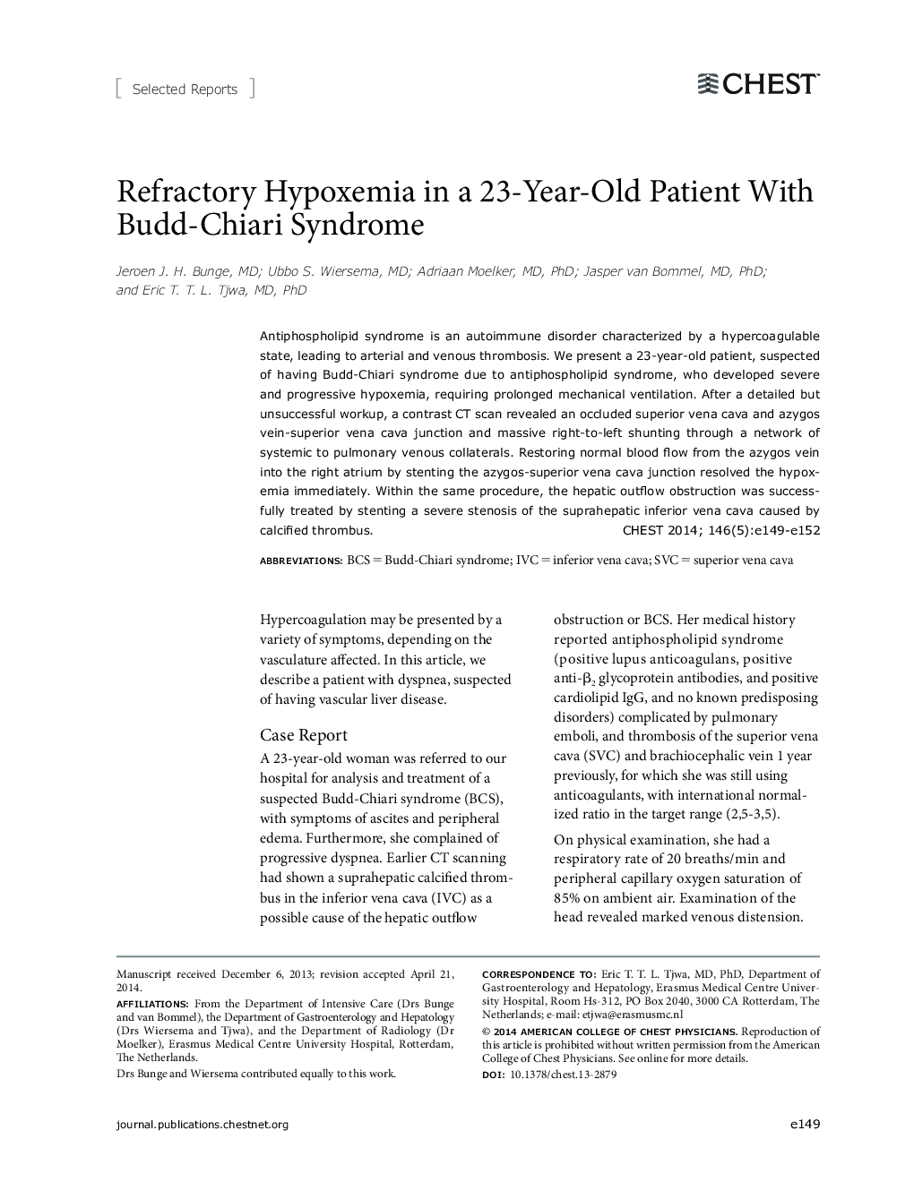 Refractory Hypoxemia in a 23-Year-Old Patient With Budd-Chiari Syndrome