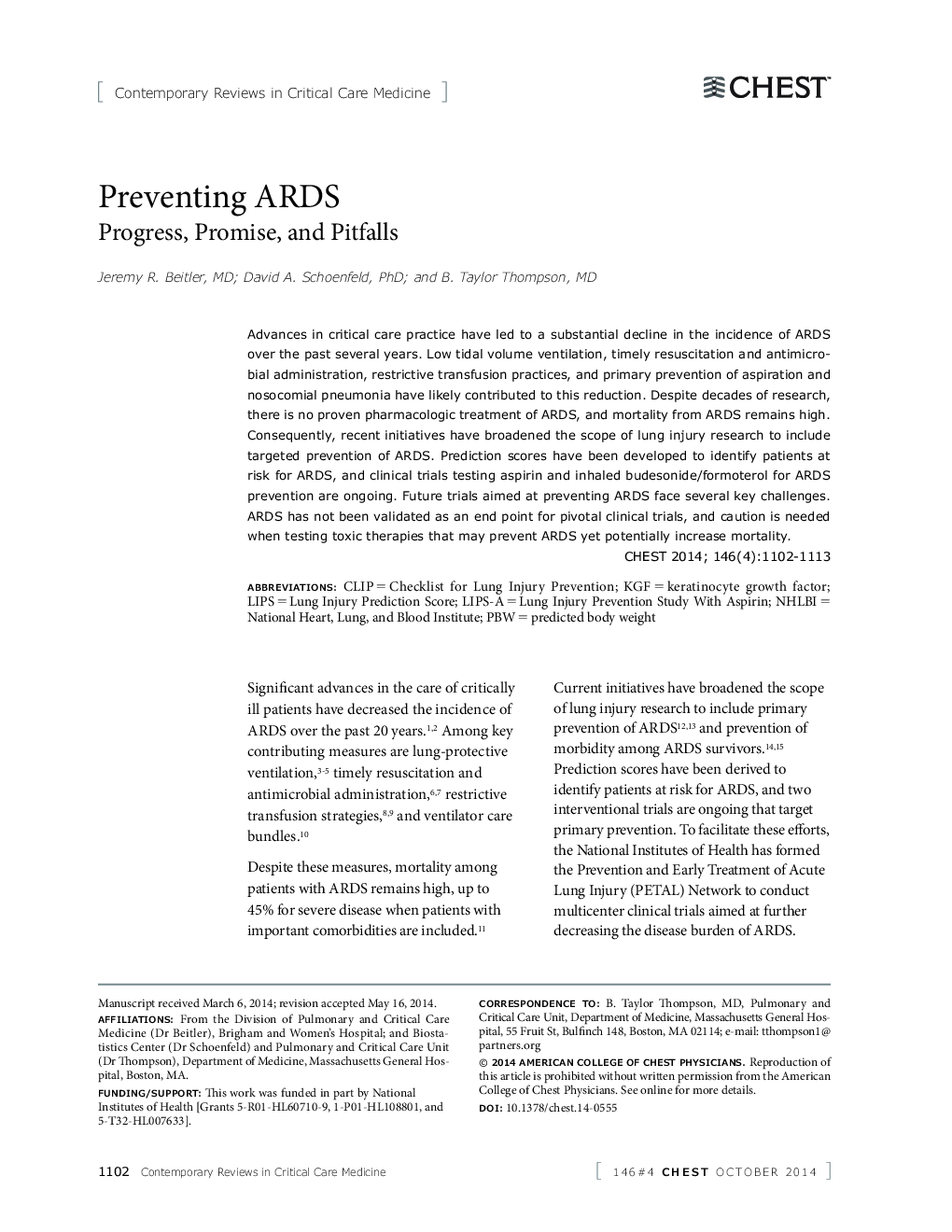 Preventing ARDS