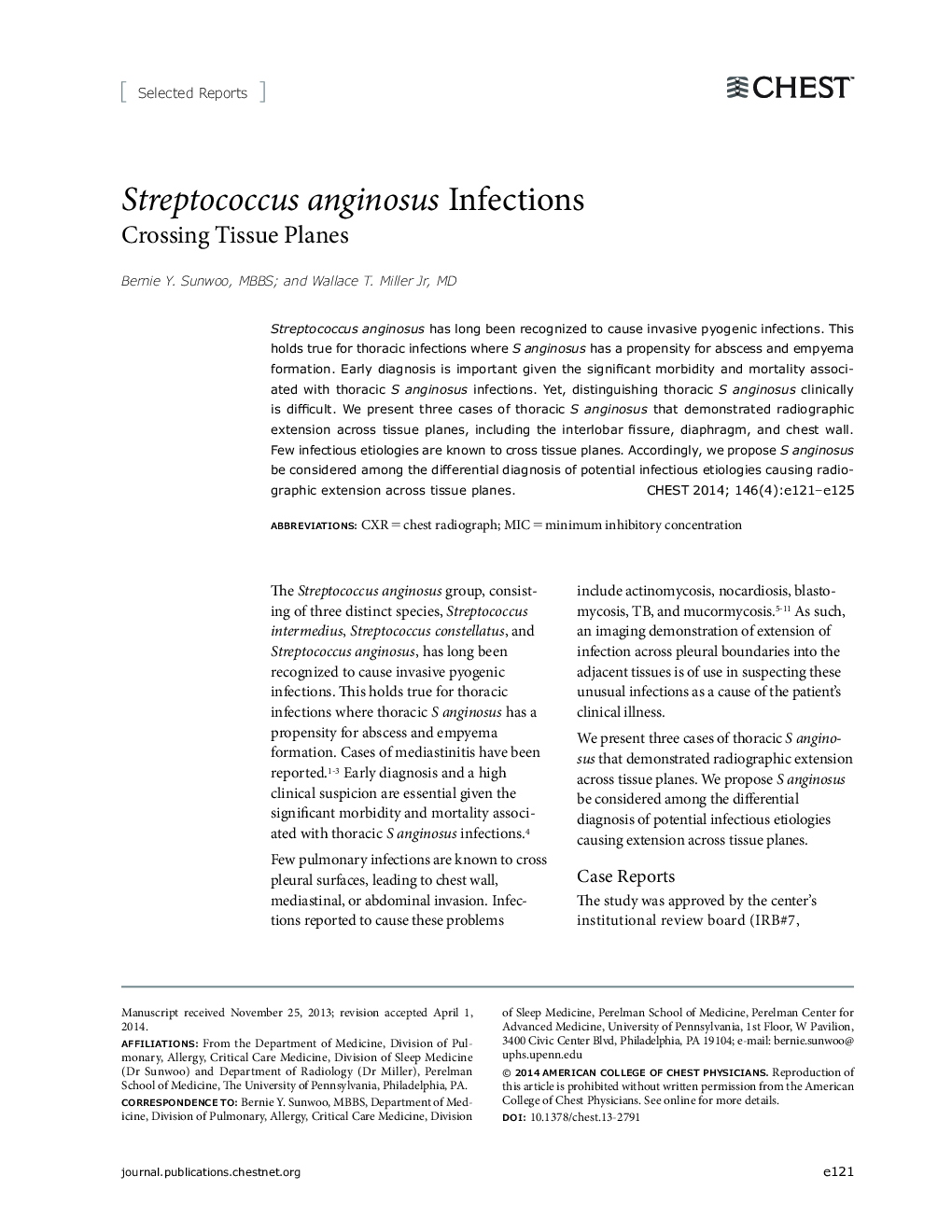 Streptococcus anginosus Infections