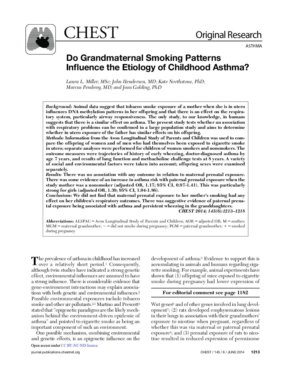 Do Grandmaternal Smoking Patterns Influence the Etiology of Childhood Asthma?