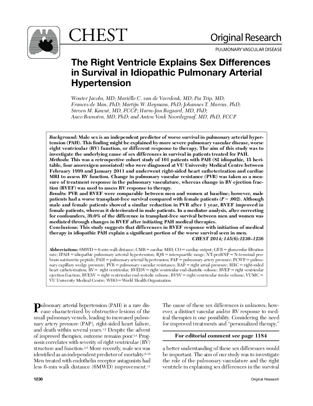 The Right Ventricle Explains Sex Differences in Survival in Idiopathic Pulmonary Arterial Hypertension