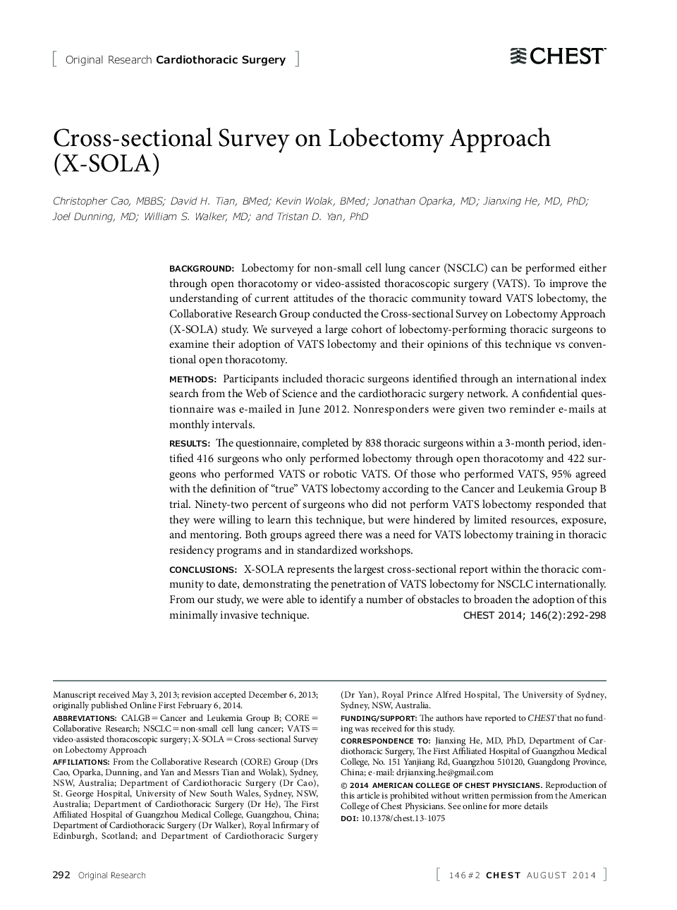 Cross-sectional Survey on Lobectomy Approach (X-SOLA)