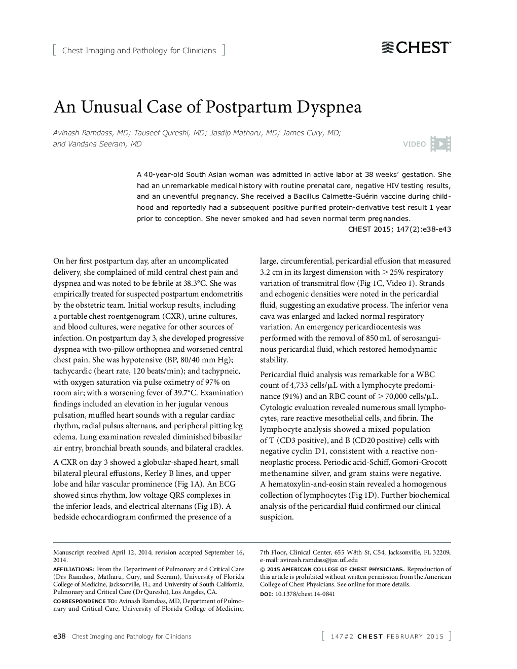 An Unusual Case of Postpartum Dyspnea