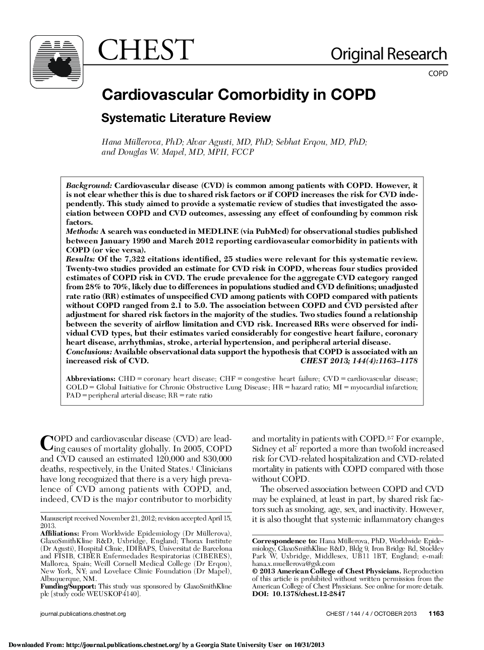 Cardiovascular Comorbidity in COPD