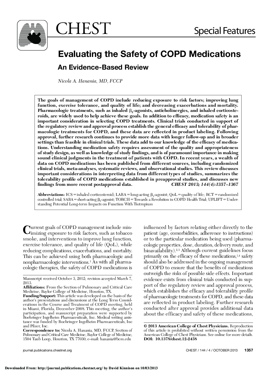 عکس صفحه اول مقاله: Evaluating the Safety of COPD Medications Evaluating the Safety of COPD Medications