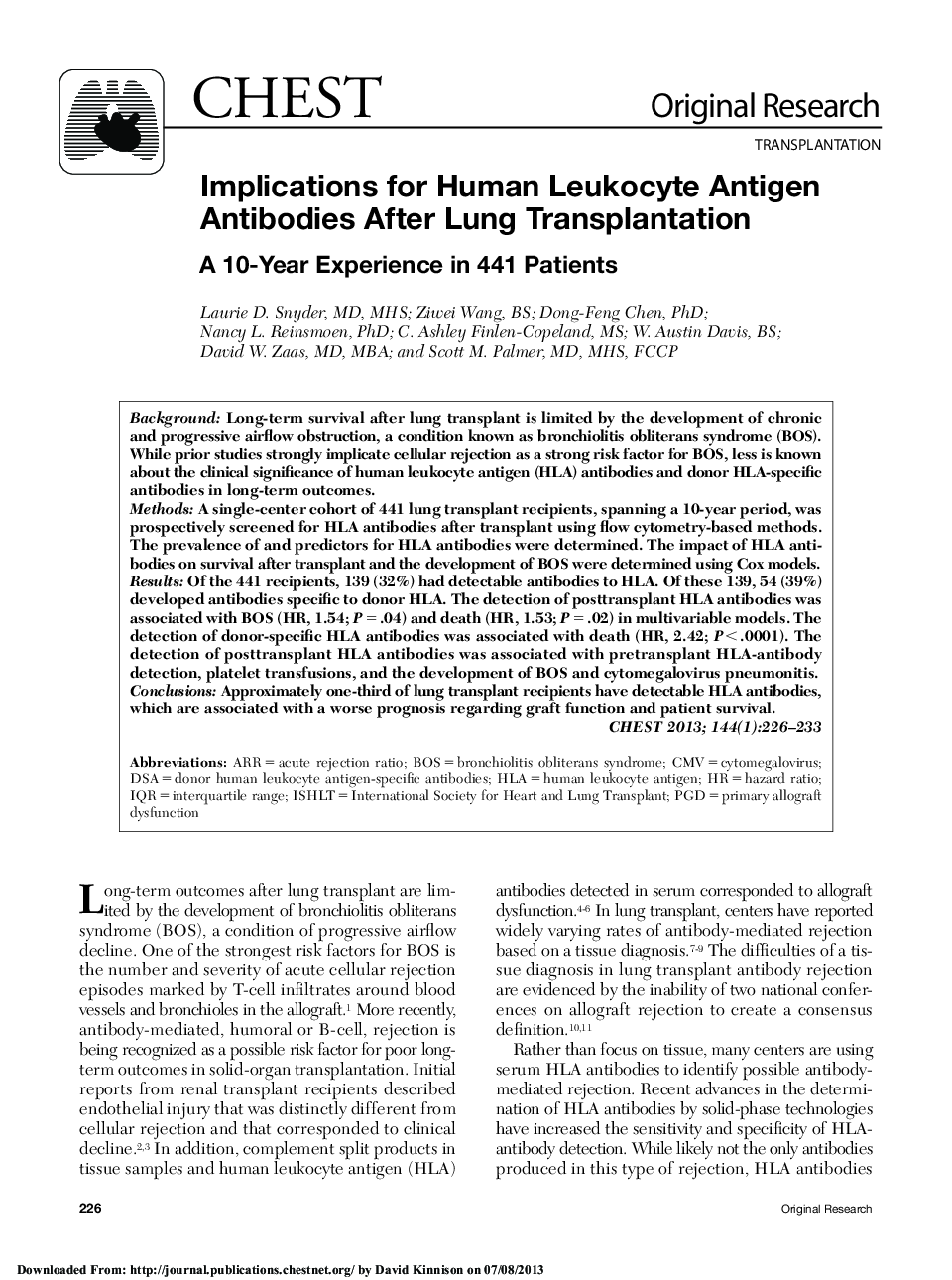 Implications for Human Leukocyte Antigen Antibodies After Lung Transplantation