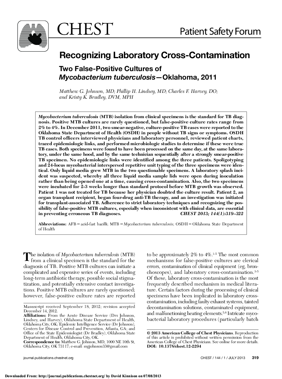 Recognizing Laboratory Cross-Contamination