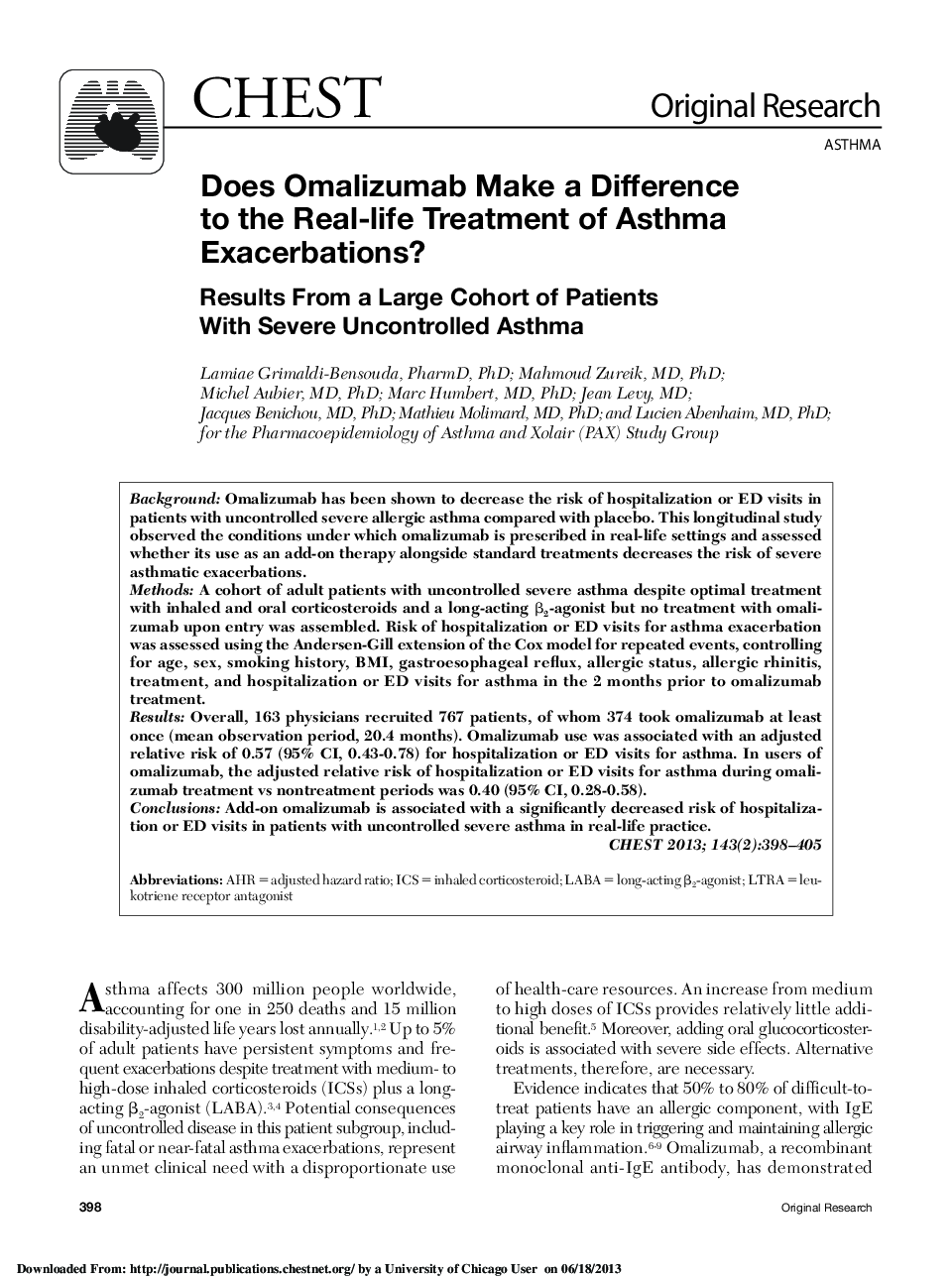 Does Omalizumab Make a Difference to the Real-life Treatment of Asthma Exacerbations?